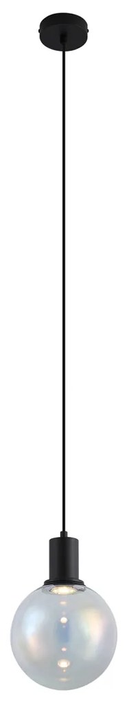 Lampada a sospensione di design nera con vetro arcobaleno 20cm - Mallon