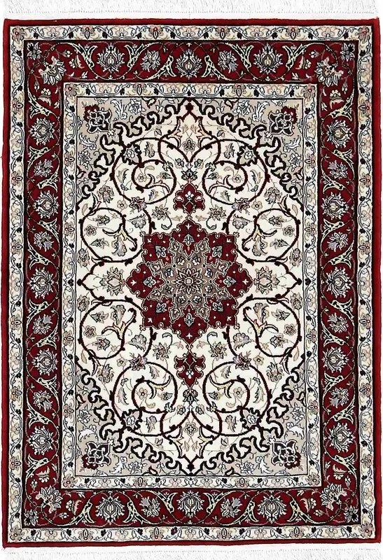 Isfahan Tappeto persiano 100 x 70 Beige (Iran) Annodato A Mano