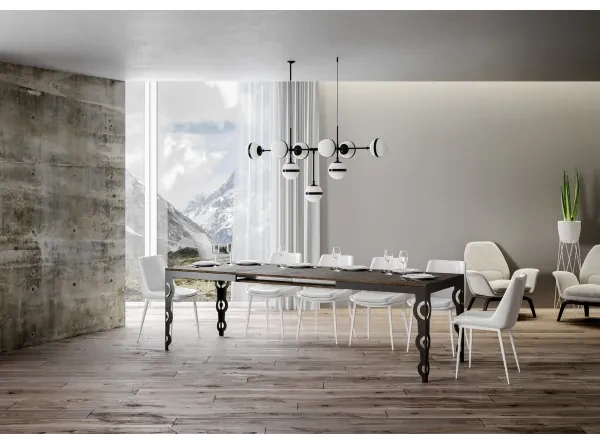 Tavolo Karamay Evolution piano Noce 90x160 Allungato 420 telaio Antracite