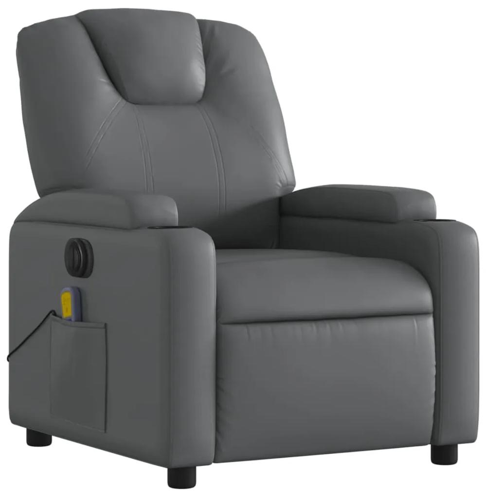 Poltrona massaggiante elettrica reclinabile grigio similpelle