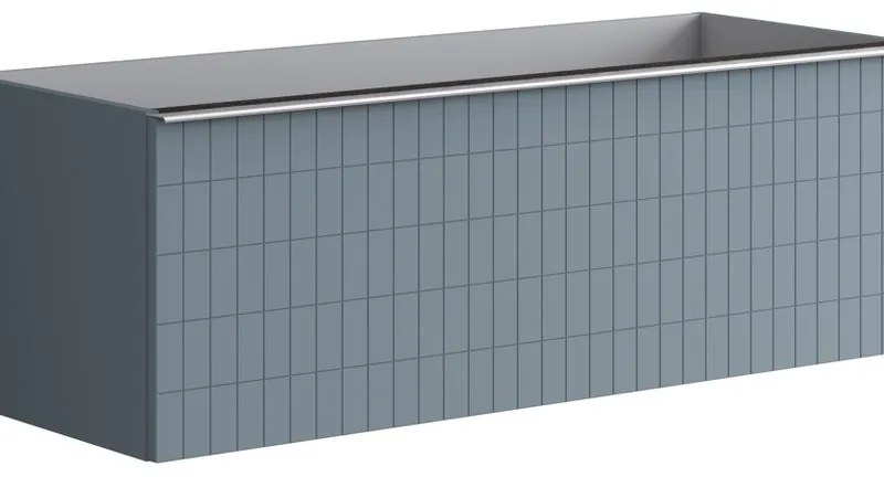 Mobile da bagno sospeso sotto lavabo L 120 x H 40 x P 45.5 cm blu laccato opaco, 1 cassetto Pixel grid
