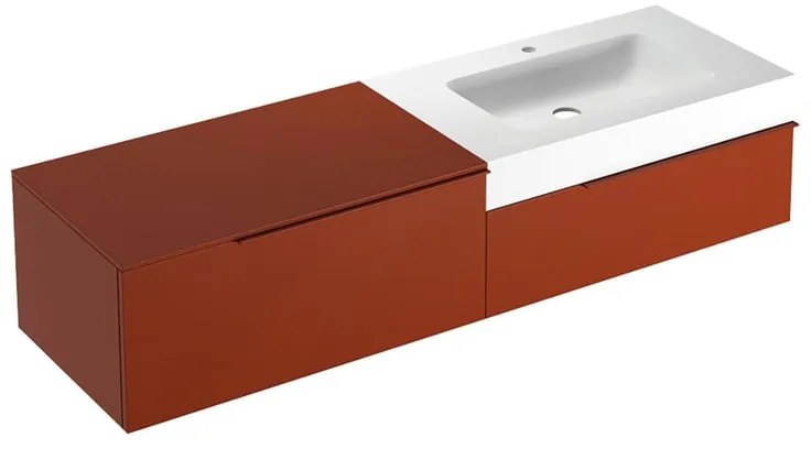 Mobile bagno con lavabo L 170 x H 36 x P 51 cm rosso siena per vasca a destra Ginevra