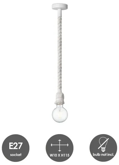 Lampadario a sospensione con filo LEONARDO ROPE 1xE27/10W/230V bianco