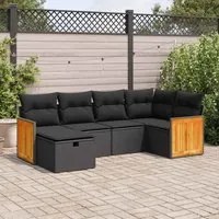 Set Divano da Giardino 6 pz con Cuscini Nero in Polyrattan 3326024