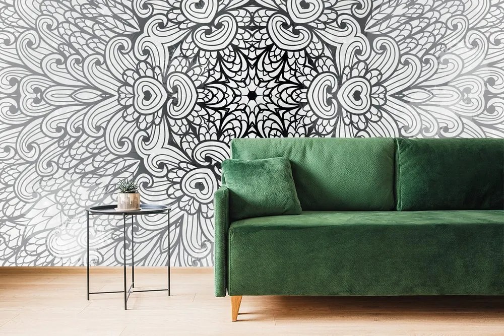 Carta da parati – Mandala etnica in bianco e nero