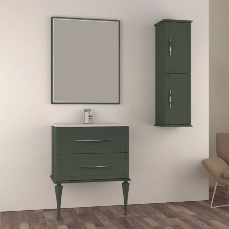 Mobile da bagno sospeso sotto lavabo L 78 x H 55 x P 46 cm verde laccato opaco, 2 cassetti BADEN HAUS TIFFANY
