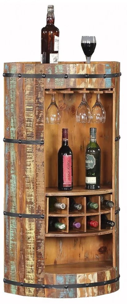 Scaffale per vino in legno riciclato colore naturale 8 bottiglie 60x115 cm Kaveri - Interia Home &amp; Living