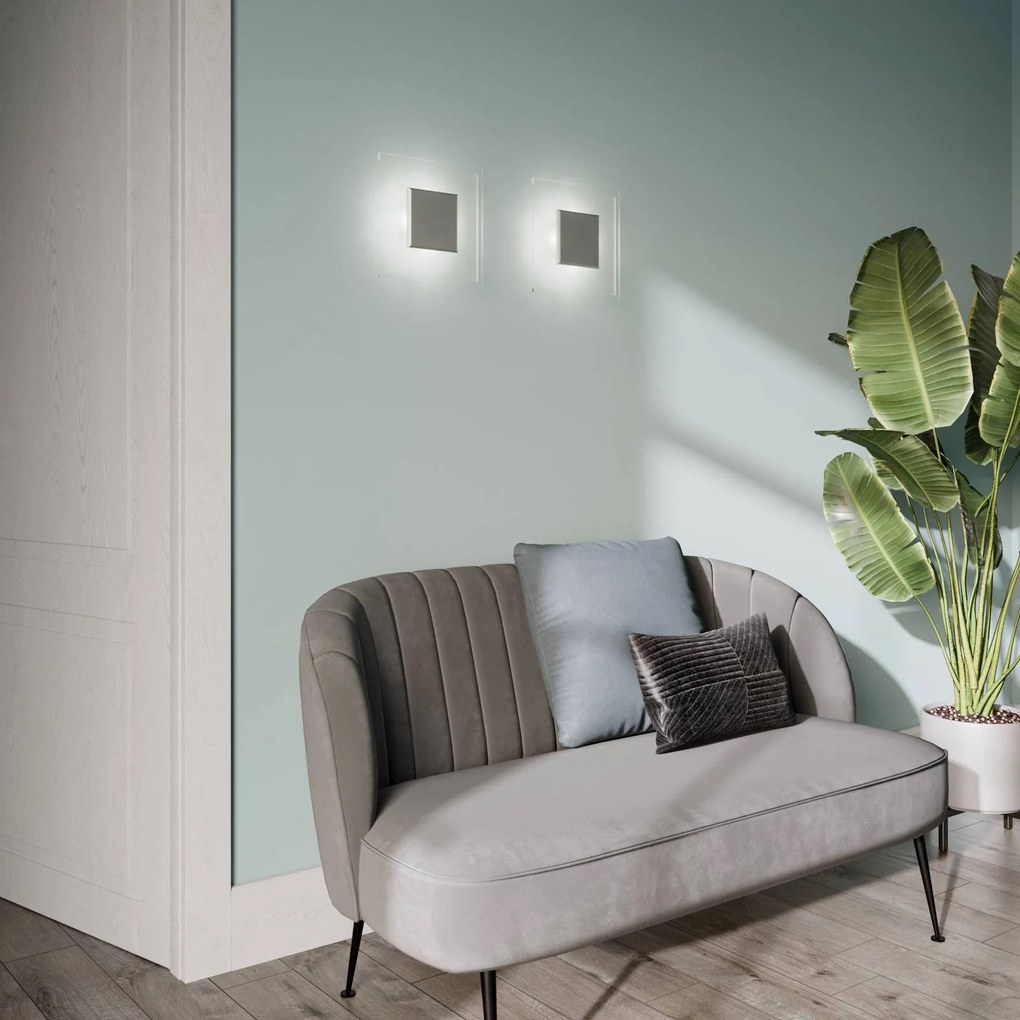 Quitani Applique a LED Lole, vetro, alluminio opaco, 25 x 25 cm
