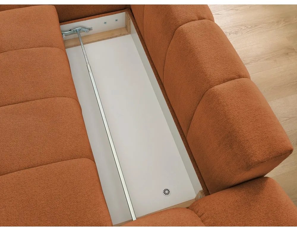 Divano angolare color terracotta allungabile e con contenitore (penisola a sinistra/chaise lounge) con rivestimento in ciniglia Everest – Bobochic Paris