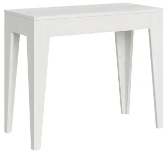 Consolle Allungabile 90x42 cm Isotta Bianco Frassino da 14 posti lunghezza Fino a 3,02 metri