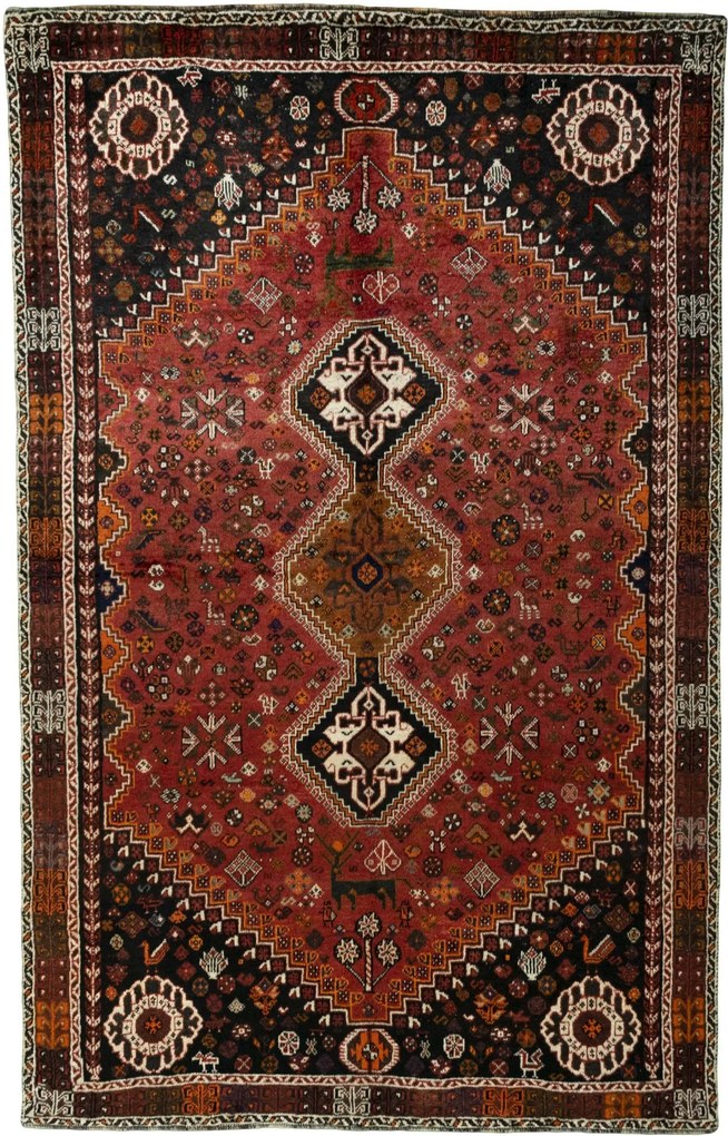 Shiraz Tappeto persiano 180 x 280 Rosso (Iran) Annodato A Mano