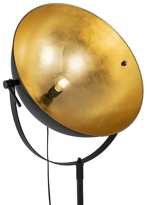 Lampada da terra industriale nera 50 cm con oro regolabile - Magnax