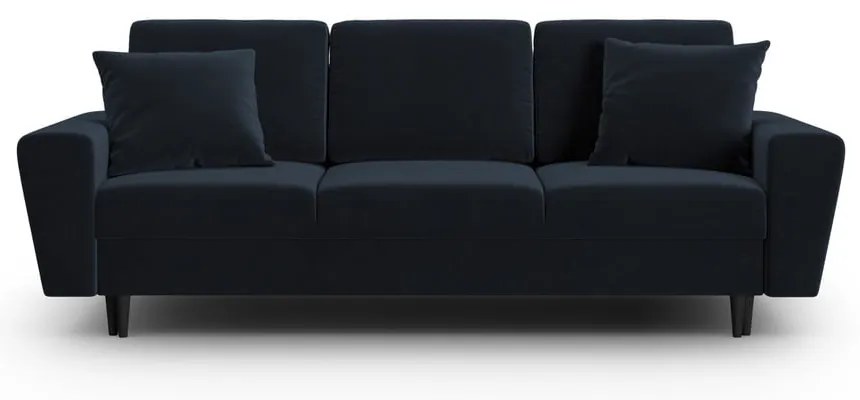 Divano blu scuro allungabile e con contenitore con rivestimento in velluto 235 cm Kyoto – Cosmopolitan Design