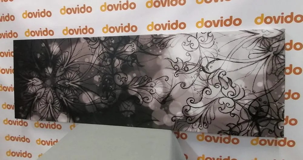 Stampa su tela – Mandala floreale in bianco e nero