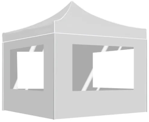 Gazebo Pieghevole con Pareti Alluminio 2x2 m Bianco