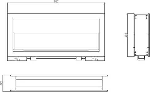 Camino a bioetanolo da incasso bifacciale biocamino 2 lati 90x40 cm MONTEFALCO 90