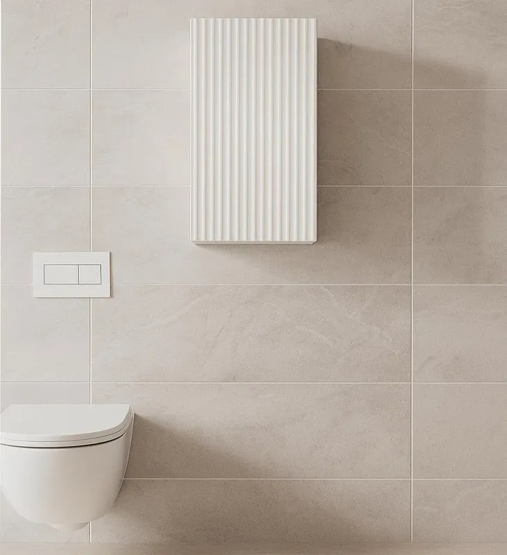 Pensile bagno Portofino bianco in vetro, 1 anta apertura da sinistra P 15 x L 25 x H 50 cm