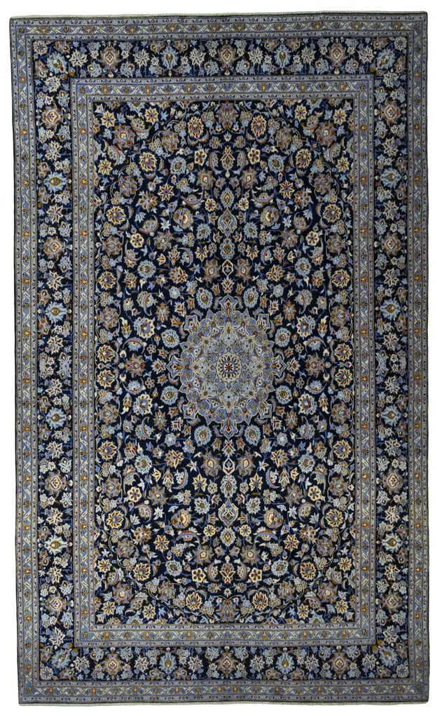 Kashan Tappeto persiano 510 x 310 Blu (Iran) Annodato A Mano