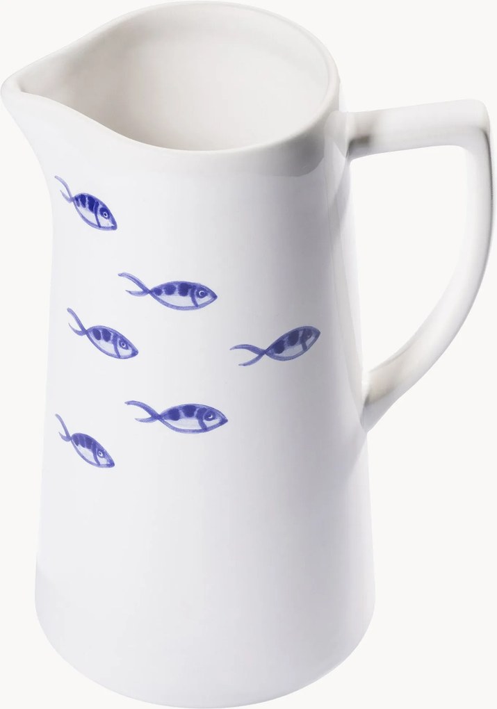 Brocca fatta a mano Blauer Fischschwarm, 1,2 L
