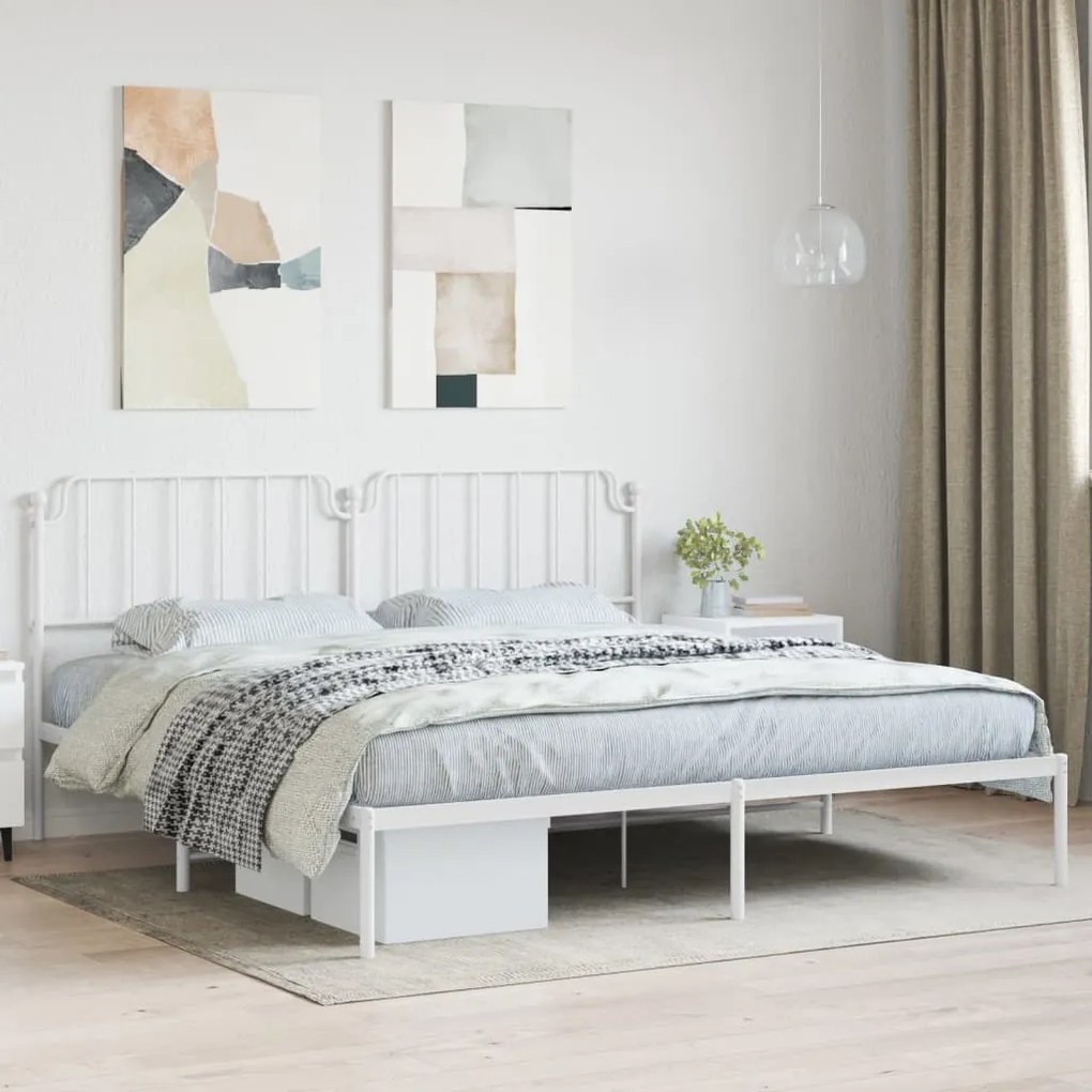 Giroletto Con Testiera Metallo Bianco 200x200 Cm /