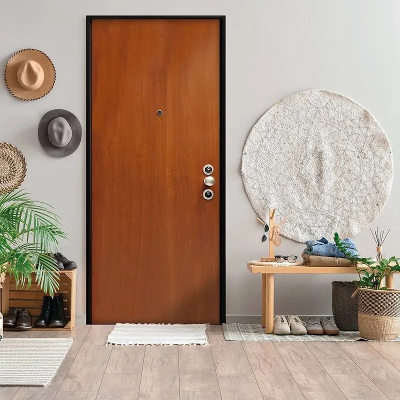 Porta blindata MASTER Hi-Security L 80 x H 210 cm in melaminico noce/bianco, apertura spingere a sinistra, falso telaio incluso