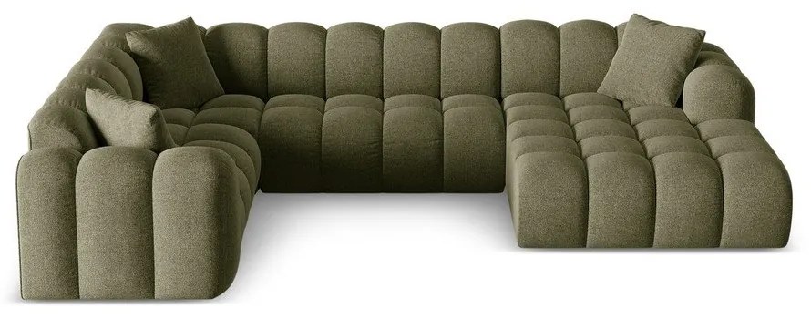 Divano angolare verde (con penisola a sinistra/a U) con rivestimento in ciniglia Treno – Cosmopolitan Design