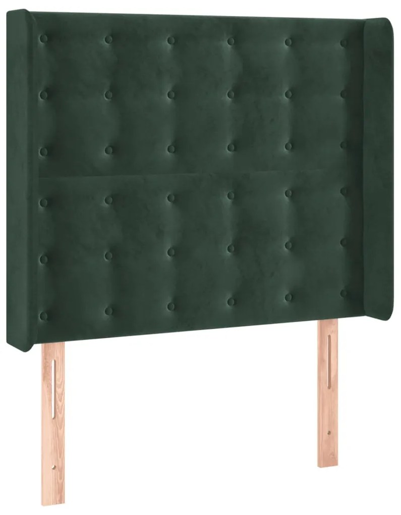 Testiera ad orecchio verde scuro 83x16x118/128 cm in velluto