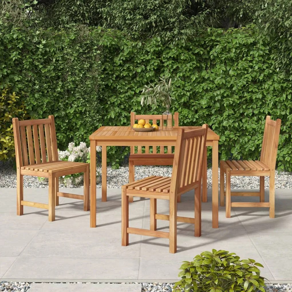 Set da pranzo per giardino 5 pz in legno massello di teak