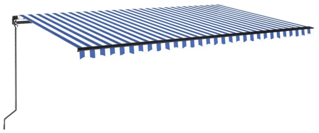 Tenda da Sole Retrattile Manuale LED 500x350 cm Blu e Bianca