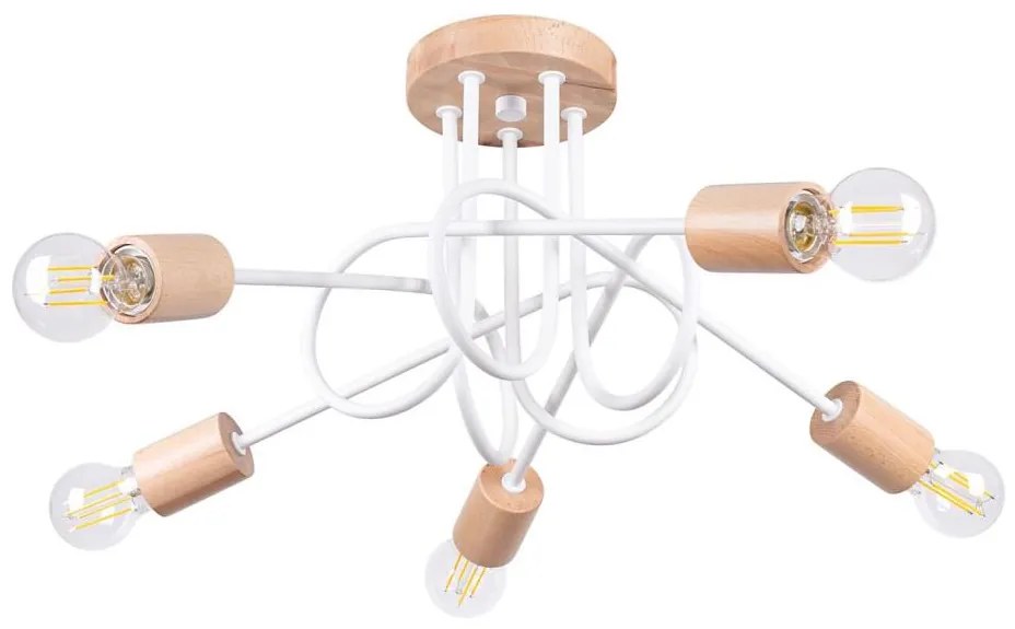 Sollux SL.1475 - Lampadario a plafone EMBER 5xE27/15W/230V bianco/beige/faggio