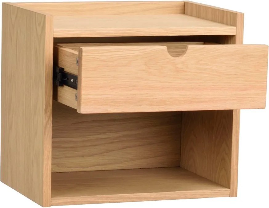 Comodino sospeso con ripiani in legno di quercia in colore naturale Hillmond - Rowico