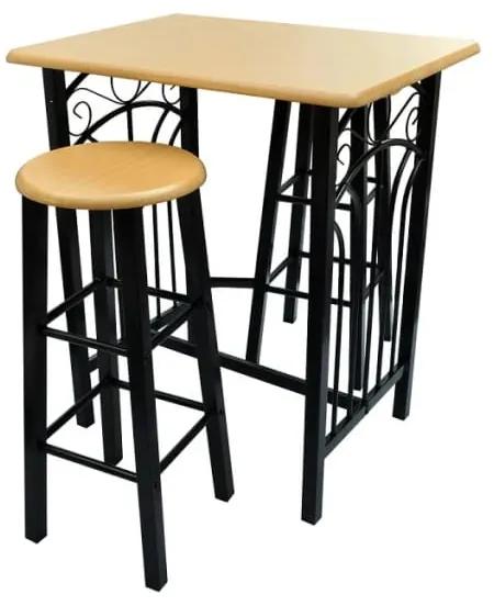 Set tavolo da pranzo / bar e sedie in legno e acciaio marrone