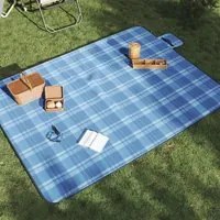 Tovaglia da Picnic Pieghevole A Quadri Blu 200x150 cm Velluto 4004203