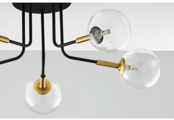 Jupiter 2040 - Lampadario a sospensione con supporto rigido BURANO 5xG9/10W/230V nero/oro/limpido