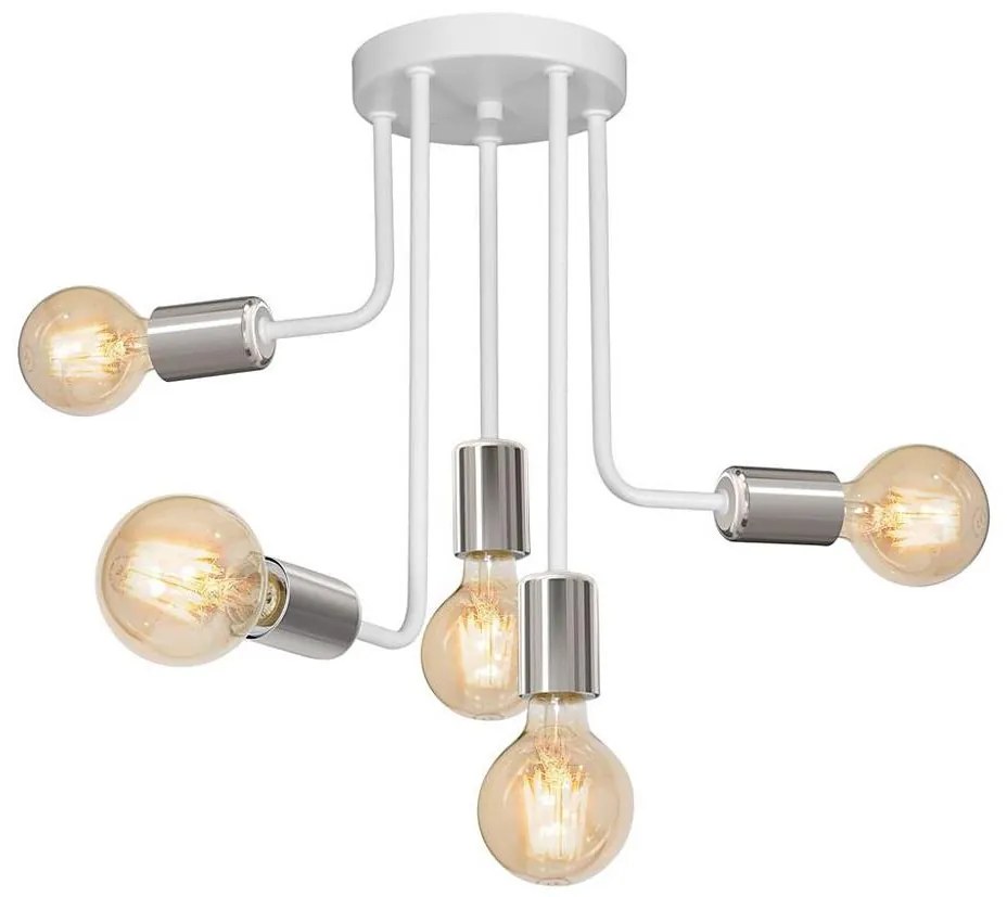 Lampadario a sospensione con supporto rigido CANDELA 5xE27/15W/230V bianco