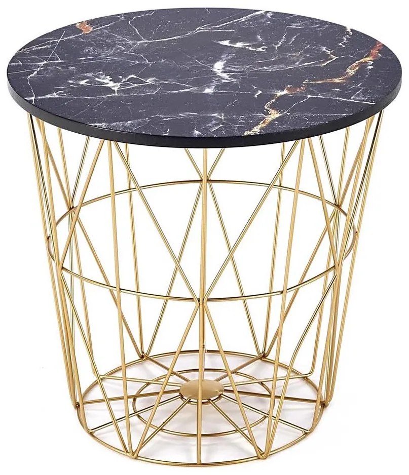 Tavolino HARISSA 41x42 cm oro/nero marmor decor