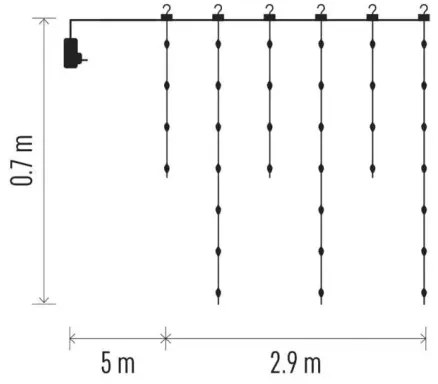 Catena luminosa LED per esterni 100 LED / 8 funzioni, 7,9 x 0,7 m, IP44, bianco caldo