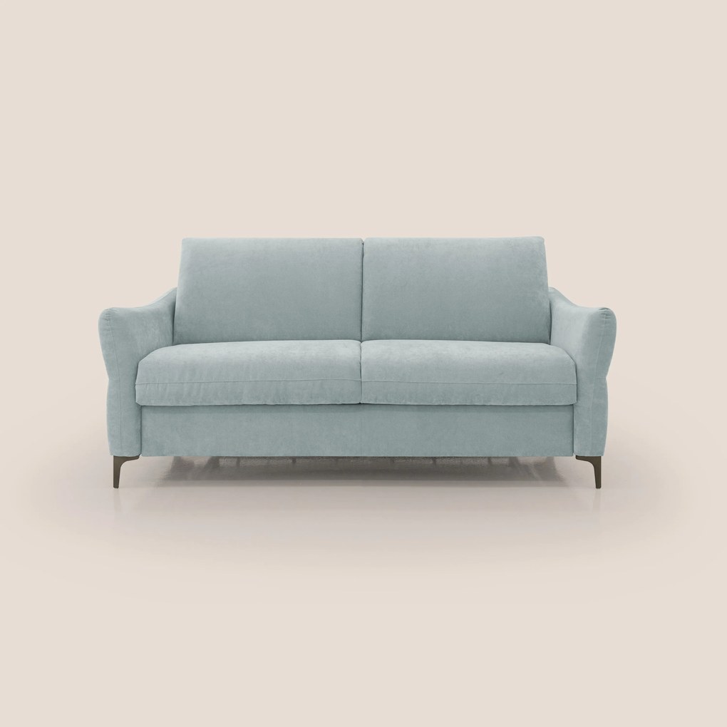 Dalia divano letto con materasso H18 cm e piedi alti in raffinato tessuto smacchiabile T17