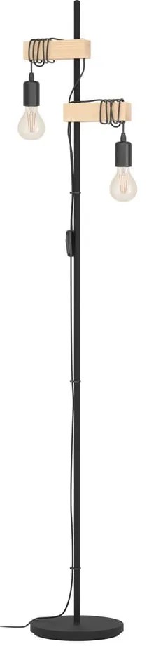 Lampada da terra LED nera/di colore naturale (altezza totale 166,5 cm) TOWNSHEND – EGLO