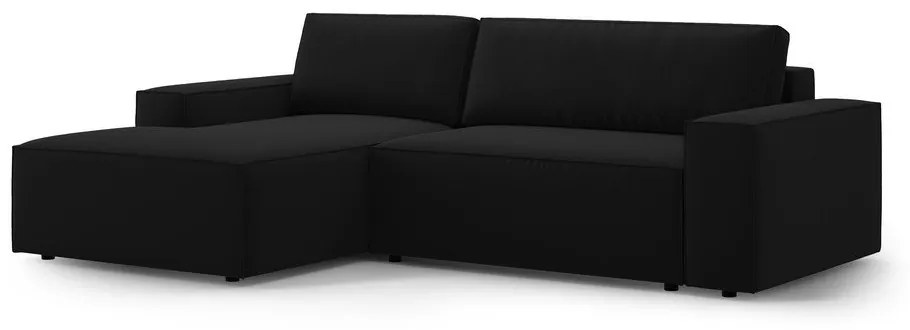 Divano angolare nero allungabile/con contenitore (con penisola a sinistra/con chaise lounge) con rivestimento in velluto Jodie – Micadoni