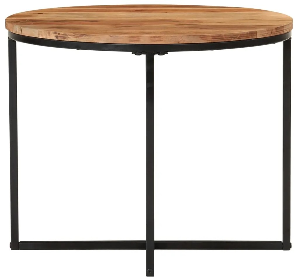 Tavolino salotto 55x55x45cm in legno massello di acacia e ferro