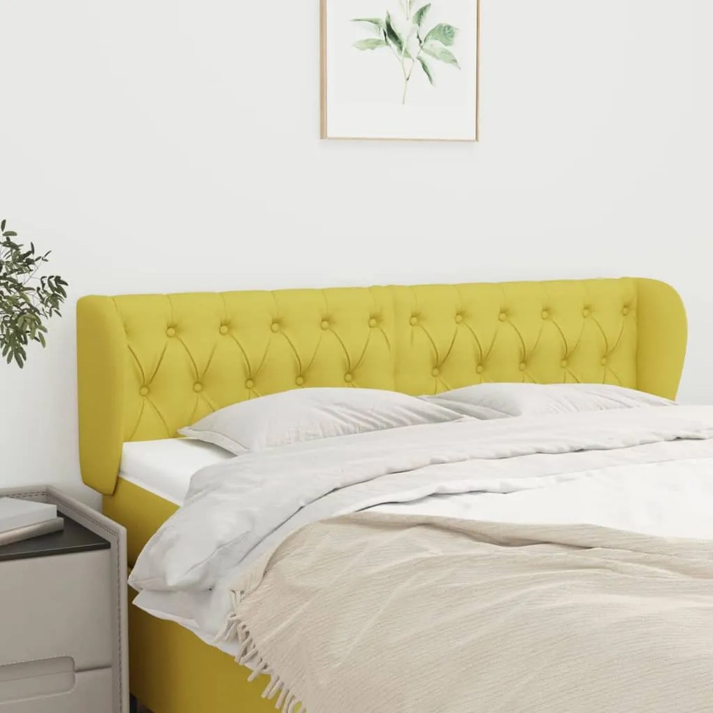 Testiera Ad Orecchio Verde 147x23x78/88 Cm İn Tessuto /