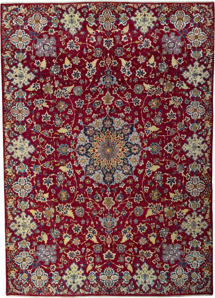 Najafabad Tappeto 310 x 440 Rosso (Iran) Annodato A Mano