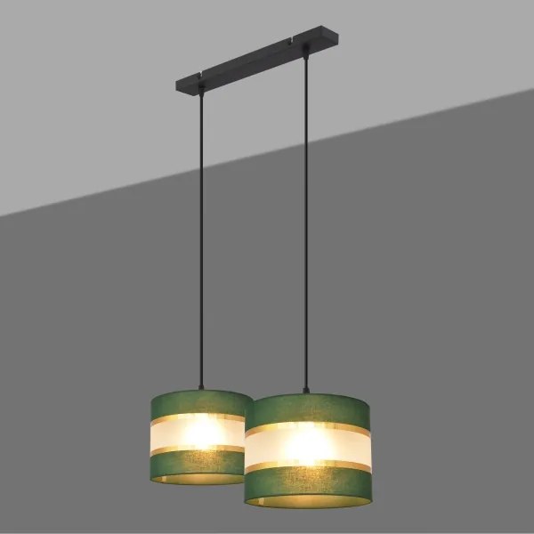 Lampadario a sospensione con filo HELEN 2xE27/15W/230V verde/oro