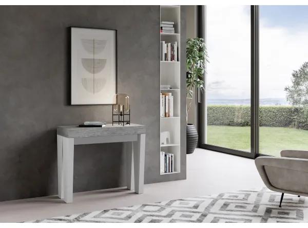 Consolle allungabile 90x40/300 cm Spimbo Mix piano Cemento - struttura Bianco Frassino