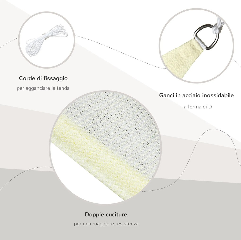 Tenda Vela da Giardino Triangolare in HDPE Crema 4x4x4m...