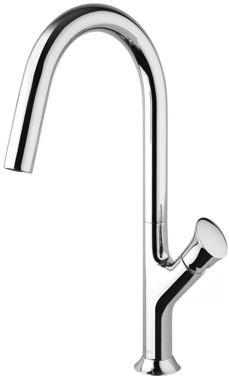 Rubinetto da cucina a collo di cigno Flower argento spazzolato lucido PAINI