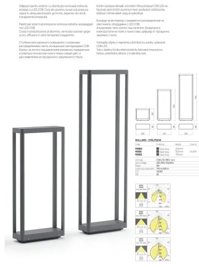 Redo 90582 - Lampada da esterno LED WAKE 8W/230V 3000K 75 cm IP65 antracite