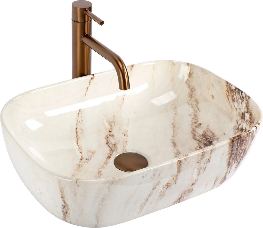Lavabo da appoggio Rea Belinda Marrone Shiny