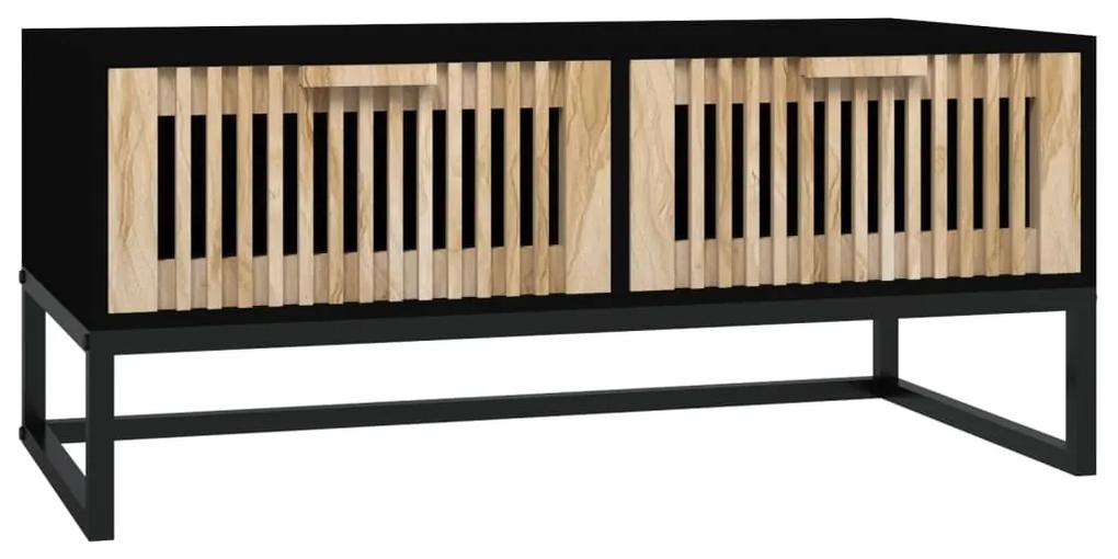 Tavolino da salotto nero 80x40x35 cm legno multistrato e ferro